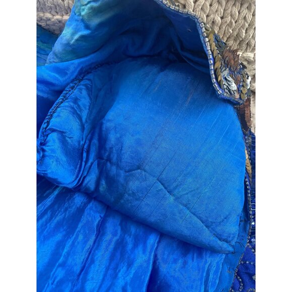 Vintage 1980s Sequin Beaded Duster Kimono Open Front Jacket Frank Usher Style - Picture 9 of 15